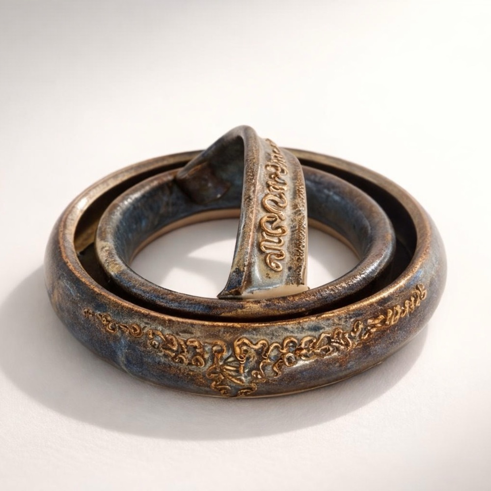 GORGEOUS HANDMADE PANSY RING BLUE/BROWN PANSY RING‎ IN PERFECT VINTAGE CONDITION